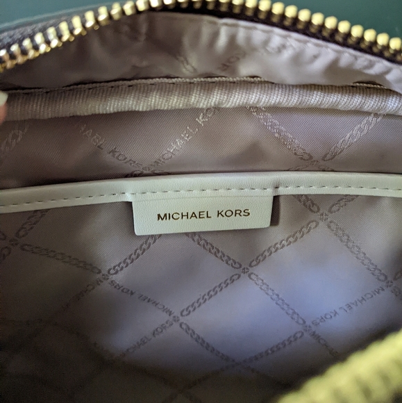 Michael Kors Jet Set Large Zip Travel Cosmetic Pouch Brown Pink Floral Print - Picture 9 of 13